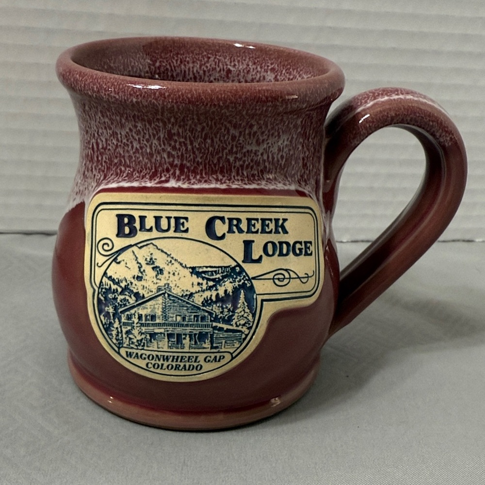 Deneen Handthrown Pottery Rustic Red Drip Glaze Mug Blue Creek Lodge USA 2011